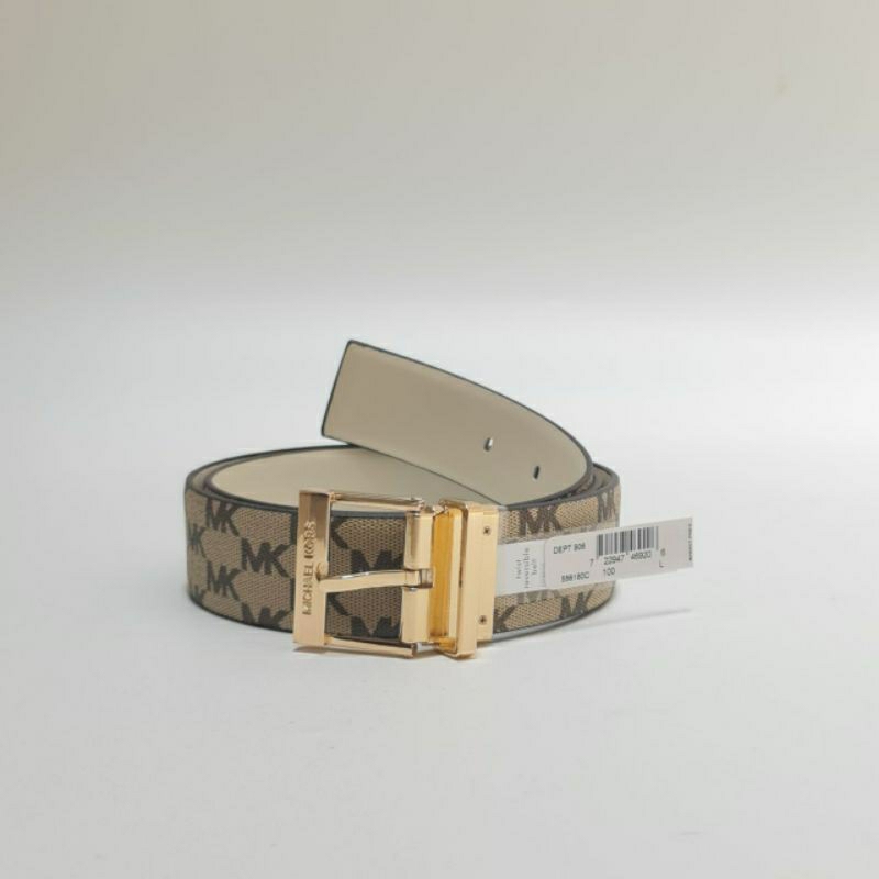Ikat Pinggang Wanita Original MK Reversible Belt Signature Tan/White Gold