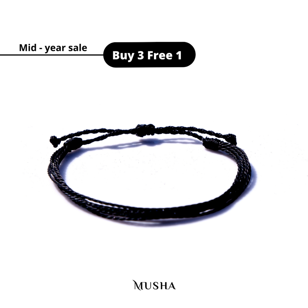 Musha Water-Repellent Bracelet - Black | Gelang Tali Gelang Pria Gelang Wanita