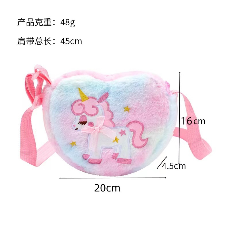 Messenger Tas Anak TK Kecil Ransel Hadiah Kartun Unicorn Plush Tas Bahu Anak Lucu Cinta Tas