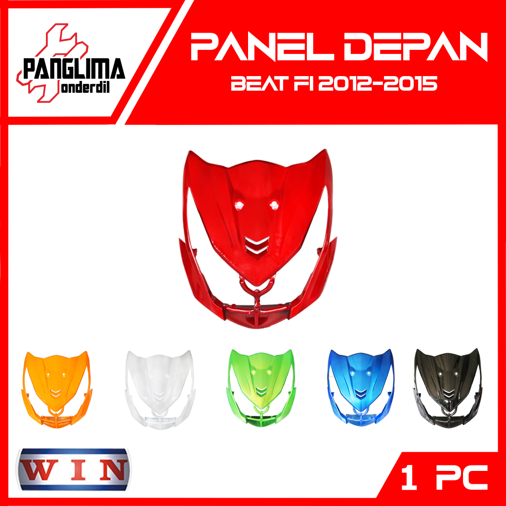 Panel Depan Beat FI Lama-Old 2012-2013-2014-2015 Tameng Cover-Penutup-Tutup Body-Bodi Dada-Dasi Merah Maroon-Biru-Hijau-Hitam-Orange-Putih Merk Win