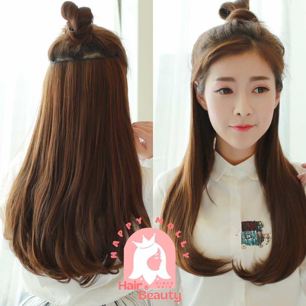 Hair Clip Extension - Highlight Rambut Sambung Palsu - Fashion Wanita Korea - Headpiece Warna Warni W8125 ( Group )