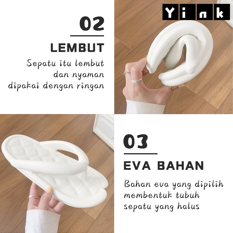 Yink Sandal Jepit Wanita Import Terbaru Sandal Jelly Sendal Wanita Kekinian Korea Sepatu Sandal Karet Selop Rumah Empuk Bersantai Eva Murah Kamar Mandi