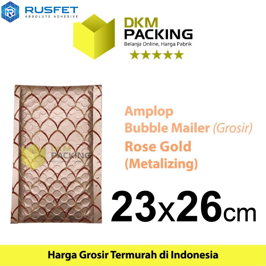 Amplop Bubble Mailer Gold Scalefish 23x26cm Bubble Wrap Envelope Rusfet PREMIUM TERMURAH