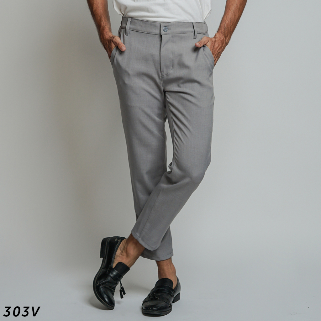 HSRM Celana Dapper Ankle Pants Silver 303 V | Celana Formal Ankle Pants Pria