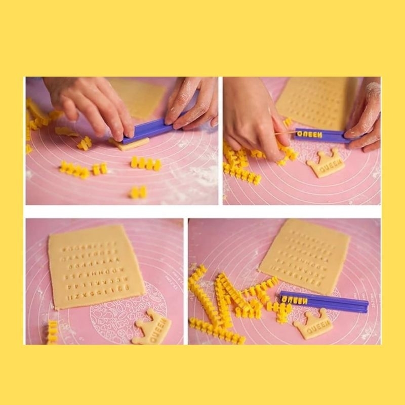 Cetakan kue biskuit fondant huruf angka mold press stamp set