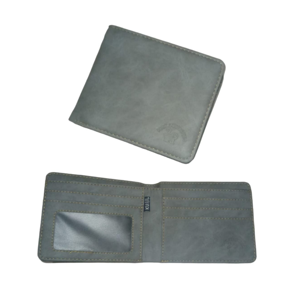 DOMPET PRIA BAHAN KULIT PU PREMIUM | DOMPET LIPAT | DOMPET PRIA MURAH | DOMPET KULIT SINTETIS WARNA ABU - KUUL INDUSTRIES