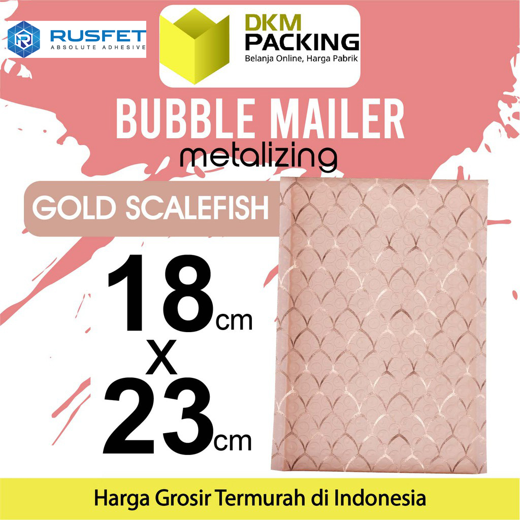 AMPLOP BUBBLE WRAP ROSE GOLD SCALEFISH 18x23cm RUSFET ENVELOPE BUBBLE BAG MAILER PREMIUM TERMURAH / 