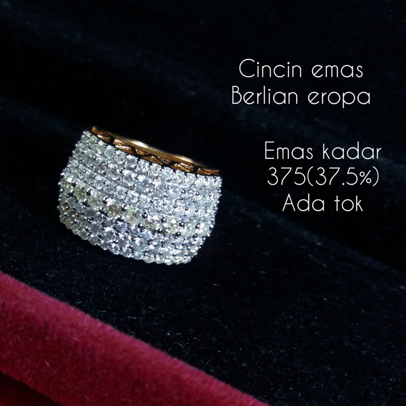 cincin wanita motif tangga presiden / cincin berlian wanita / berlian original