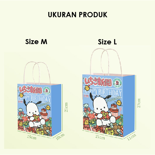 PAPER BAG KARAKTER / PAPER BAG SANRIO / PAPER BAG COUPLE  / TAS KADO / TAS KARAKTER / TAS KERTAS / GOODIE BAG ULANG TAHUN HBD KARAKTER HELLO KITTY / POMPOMPURIN / POCHACCO / CINNAMOROL / KUROMI / MY MELODY