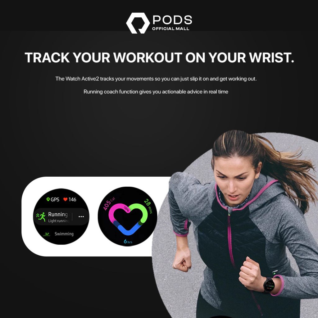 TheWatch Active 2 Bluetooth Smartwatch for IOS &amp; Android - Full Touch Screen Phone Call IP68 Waterproof - for Sports Activity, Calories Count, Body Temperature - by PodsIndonesia