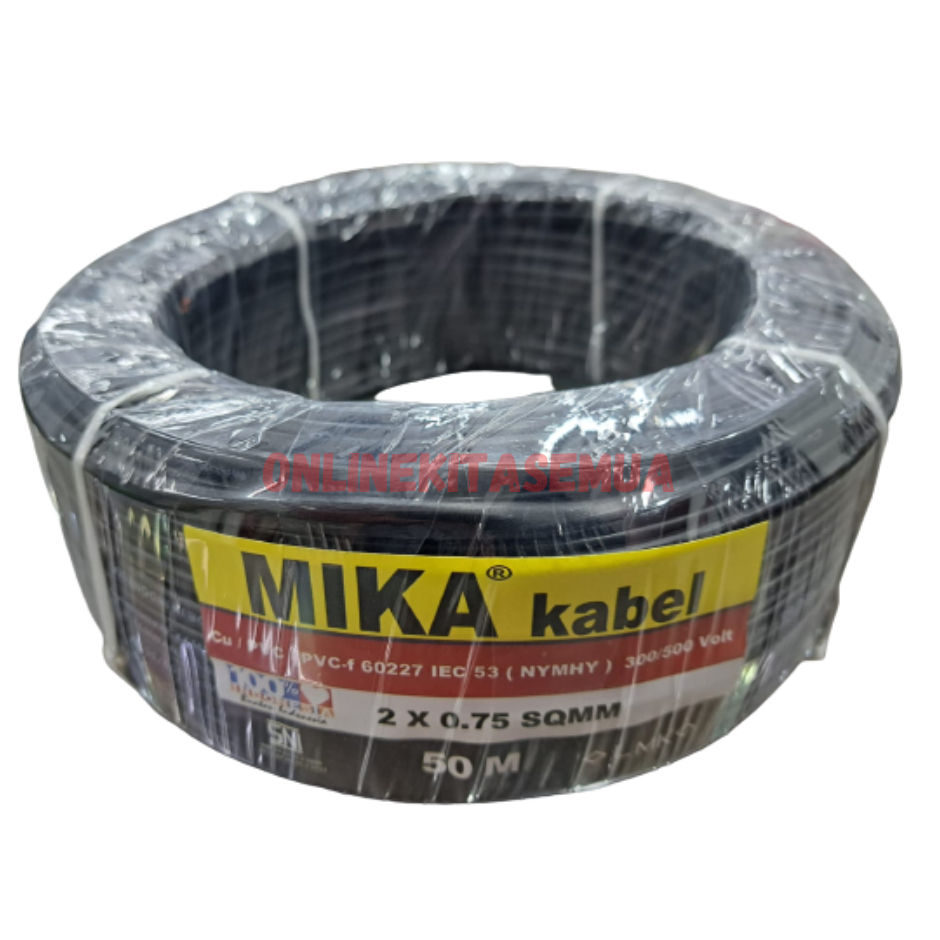 Kabel Serabut MIKA Oval Gepeng 2x0,75 50mtr SNI LMK