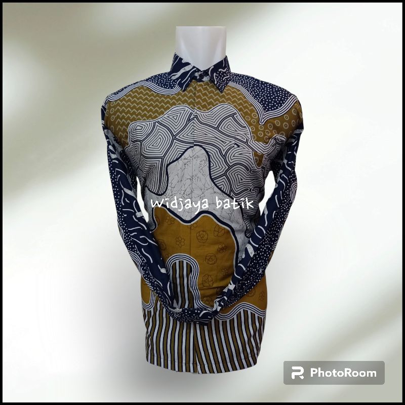 batik pria kunyit, batik abstrak, batik seragam terbaru