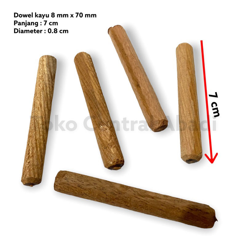 Dowel kayu ukuran 8 mm x 70 mm isi 100 pcs / Dowel Kayu / Dowel Kayu 8mm / Dowel / Dowel Jig / Dowel