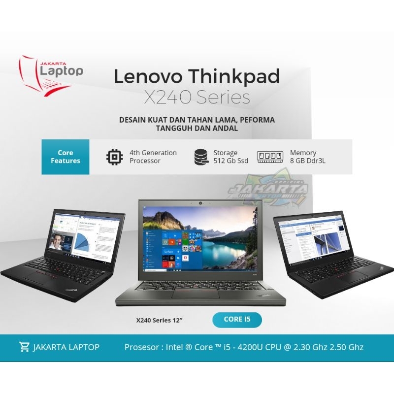 LENOVO THINKPAD X240 | CORE i5 | GE4 RAM 8GB | SSd 512GB | MULUS MURAH BERGARANSI