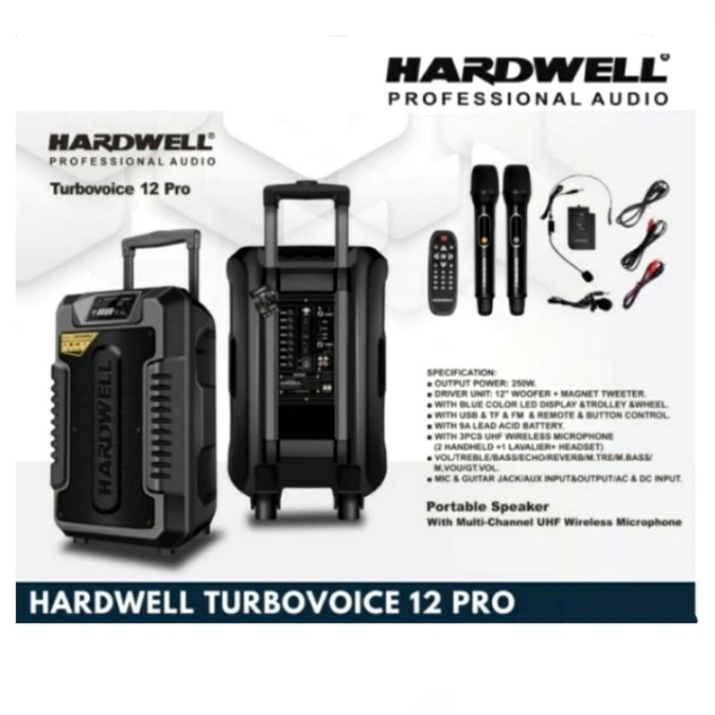Hardwell TurboVoice 12 Pro Speaker Portable 12 inch 300watt Original