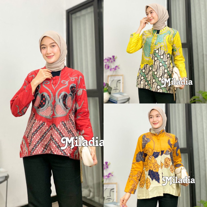 BAJU BATIK WANITA MODERN MONALISA GENES M,L,XL asli PEKALONGAN