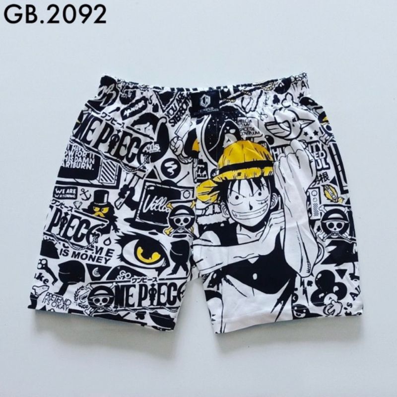 CELANA BOXER ONE PIECE PRIA WANITA LUFFY DISTRO KOLOR/CELANA DALAMA  CD PANTAI SANTAI BOARDSHOT