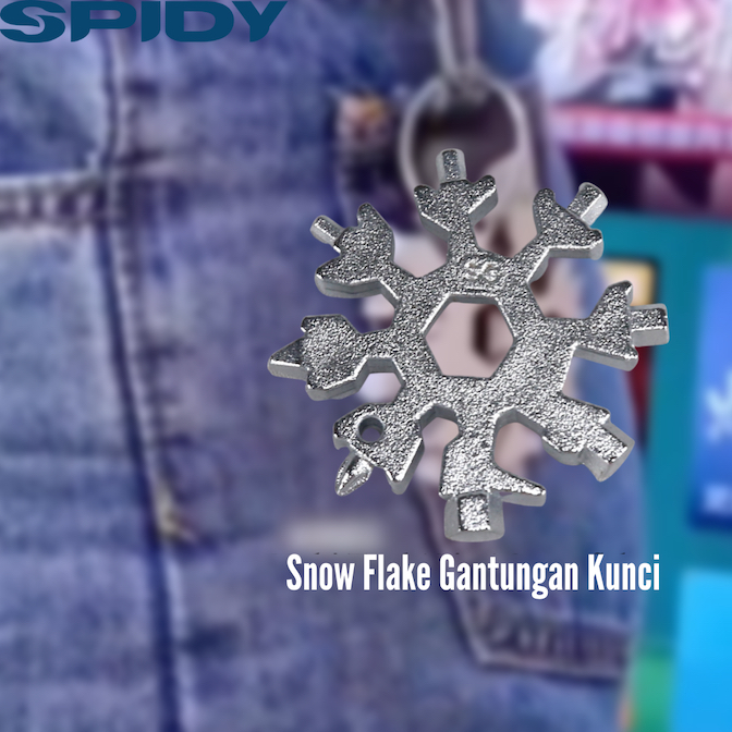 Spidy Kunci Salju L Ring Obeng Seba Guna Multi Tool 18 in 1 Snow Flake Pembuka Botol Gantungan Kunci Praktis