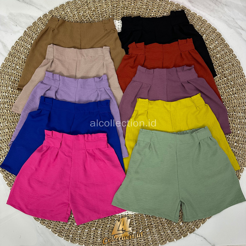 ALCollection - Celana Pendek Crinkle Airflow Hotpants Shortpant Ruffle Rempel Pita Cringkel Sehari hari Kekinian Wanita