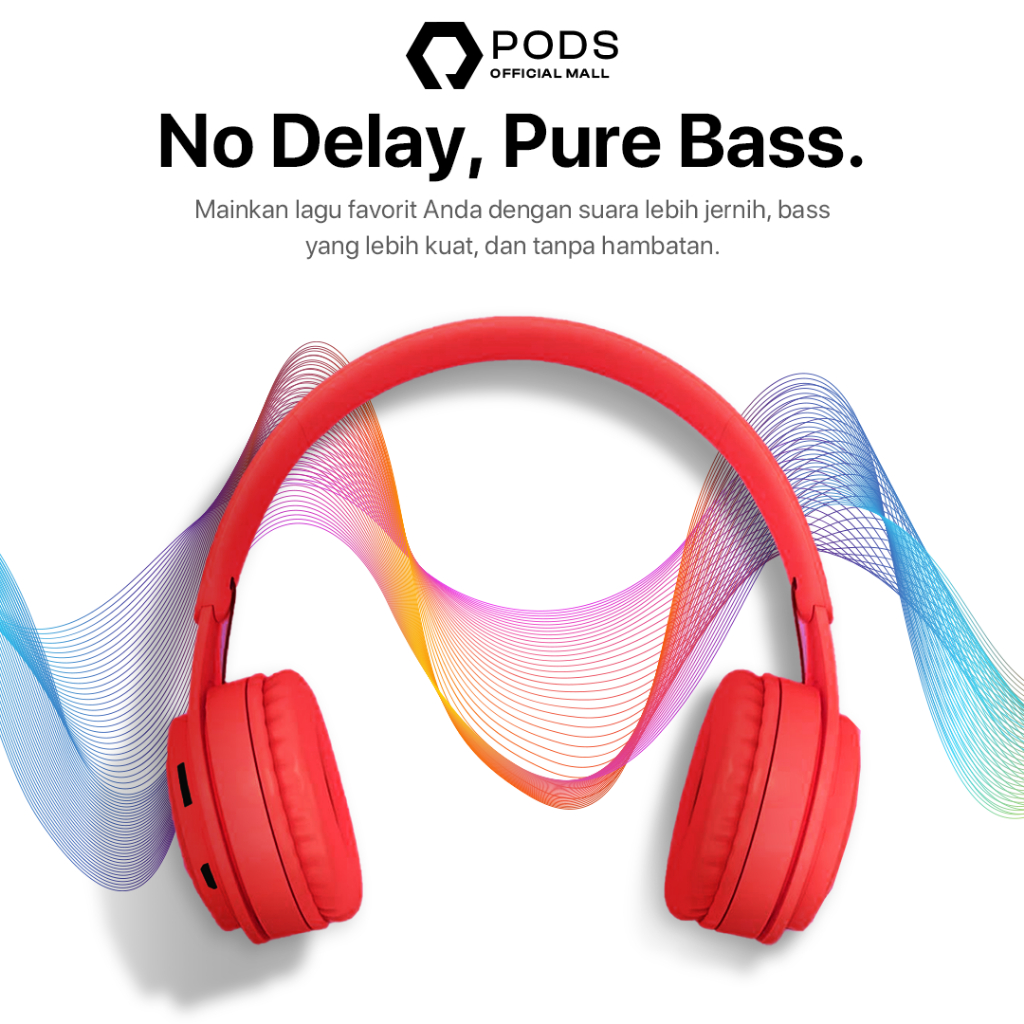 ThePods Play Pro Lite TERMURAH Foldable Headphone Bluetooth Wireless - Bluetooth 5.0 Premium Wireless Headphone Bando Macaron Y08 Super Bass Stereo Wireless for IOS &amp; Android - by PodsIndonesia