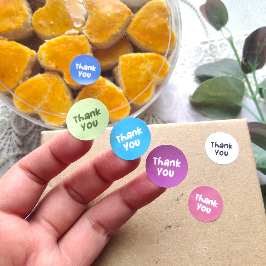 

Sticker stiker Thank you colorful warna bulat 2cm size 7,5x10cm READY STOK