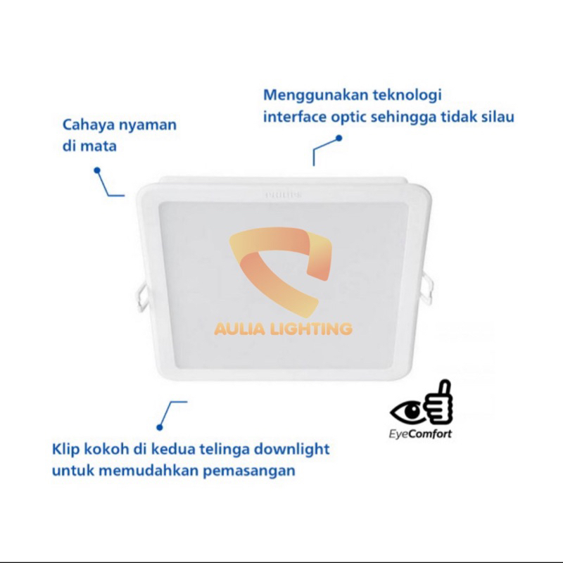 LAMPU DOWNLIGHT KOTAK PANEL 13W PHILIPS LED MESON 59465 SQ 13WATT 13 W WATT HIAS PLAFON KAMAR TIDUR HOTEL CAFE RUMAH MINIMALIS SNI ORIGINAL GARANSI D125 5 INCH 3000K 6500K