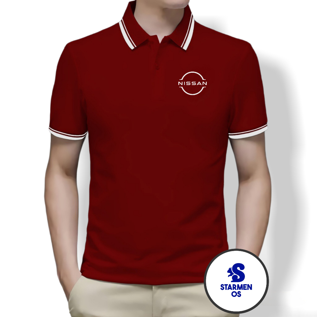 Kaos Polo Shirt Pria Kerah List Putih NEW NISAN