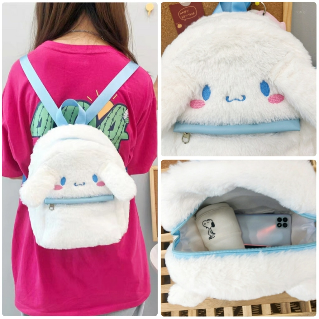 Tas Ransel Tas Punggung Bulu Cinnamoroll White