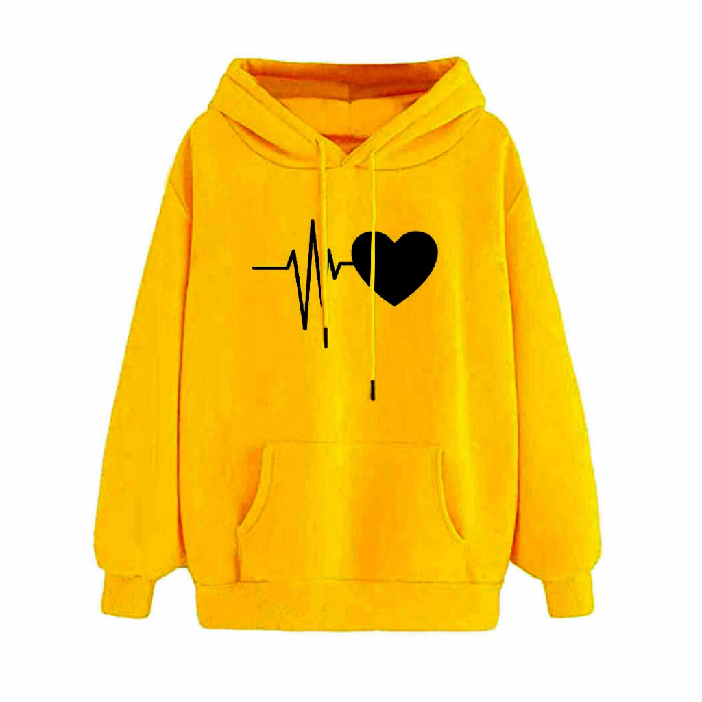 FenishaStore Sweater Hoodie Wanita Kekinian HEART PULSE Bisa Bayar Ditempat COD