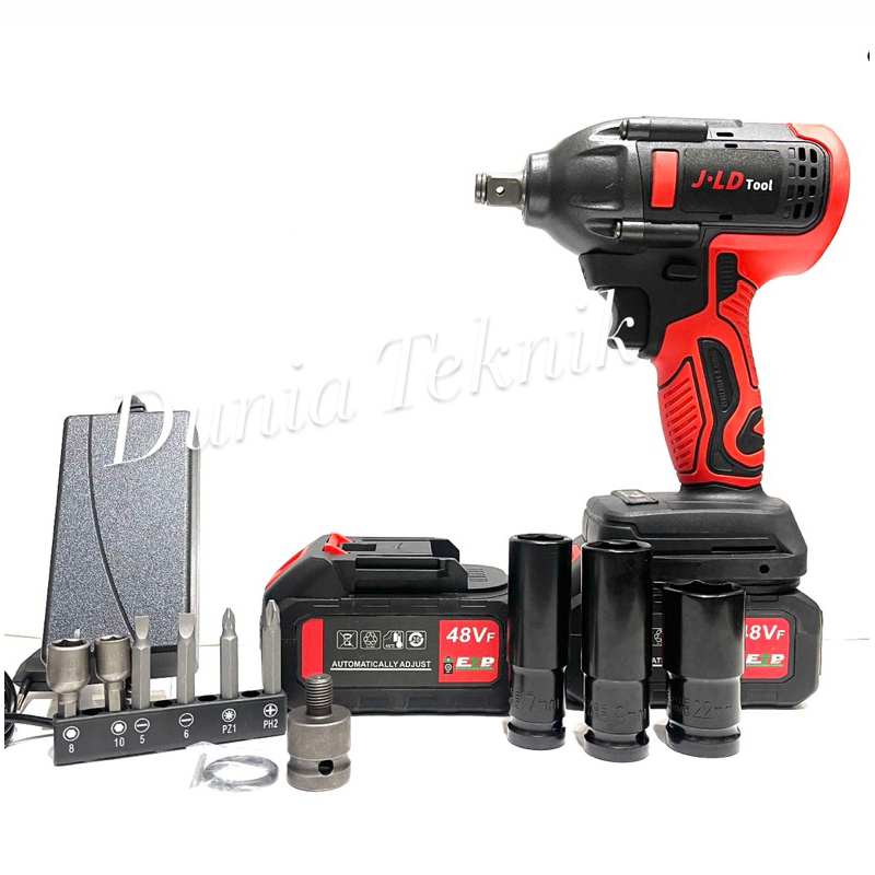 J.LD Impact Wrench Cordless 48V Mesin Bor Impact Cordless IMPACT JLD 2 Baterai Bor Impact Brushless 