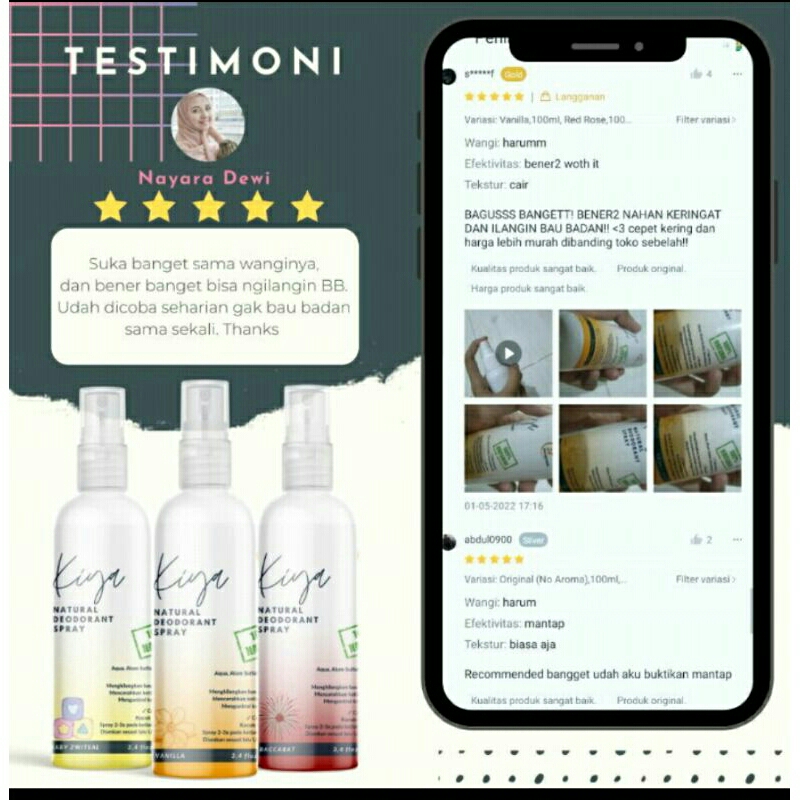 Kiya deodorant tawas spray 100ml