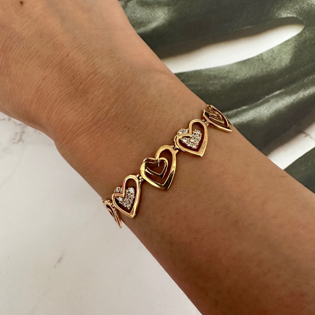 Gelang Rantai Emas 16K Kadar 700 70 Fashion Zircon Love 8.23 Gram (RH16)