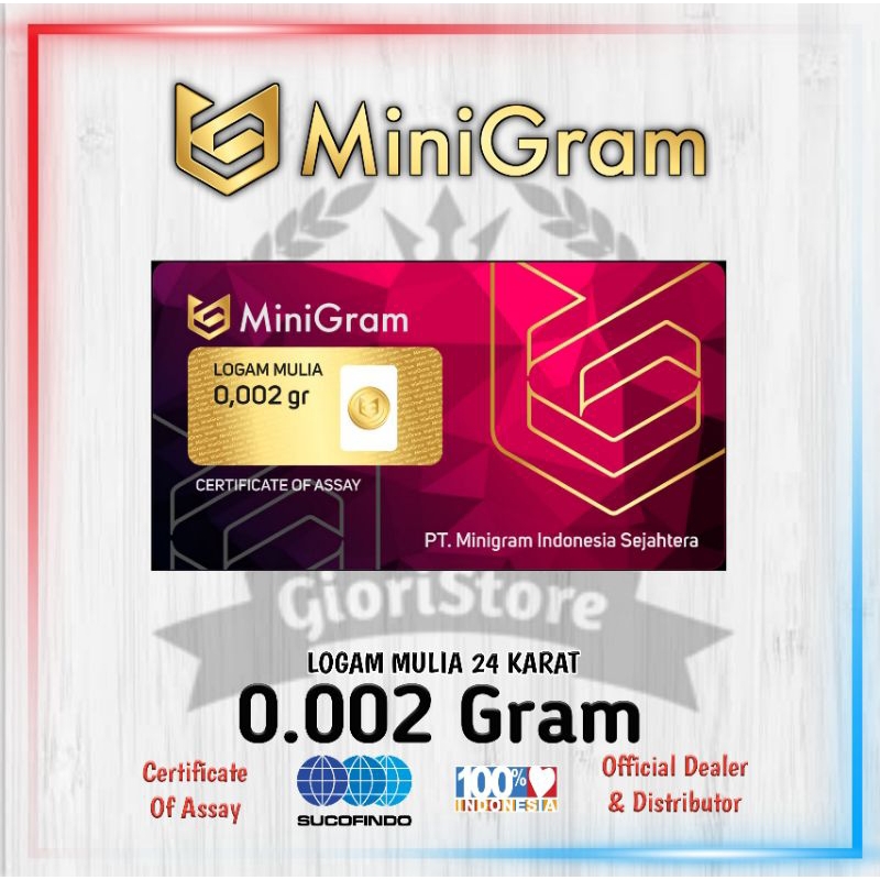 MINIGRAM 0.002 Gram Logam Mulia Emas Mini Asli 24 Karat Bersertifikat