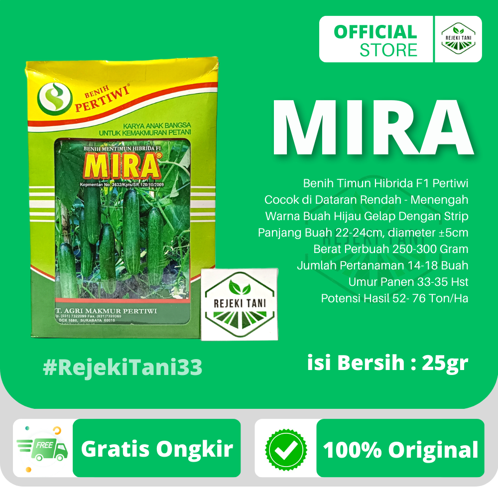 Bibit Timun Hibrida F1 MIRA 25gr Cap Benih Pertiwi