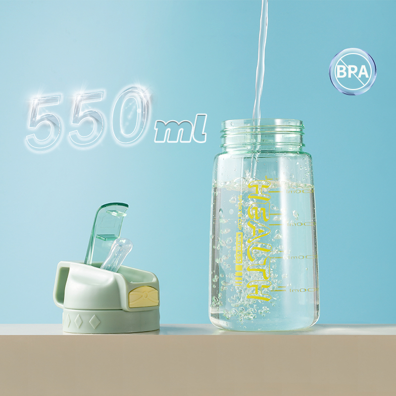 Letyeah &amp; Kaizenliving Botol Minum Portable Dengan Sedotan Botol Air Sekolah Olahraga Anti Tumpah Sport Water Bottle 550ml