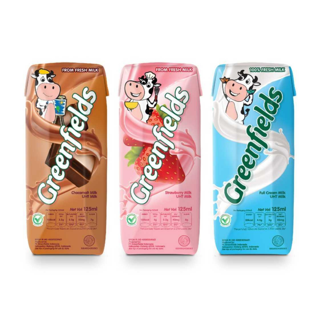 CIMORY / GREENFIELDS SUSU UHT COKLAT / STRAWBERRY / FULLCREAM 125ML ( 1DUS ISI 40PCS )