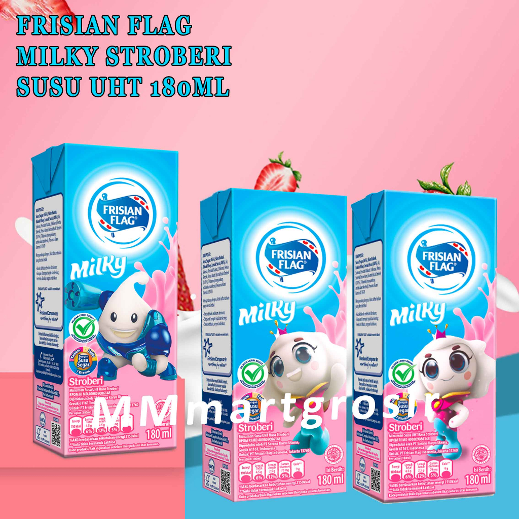 Frisian flag / Susu / Susu UHT / Rasa Strawberry/ 180ml