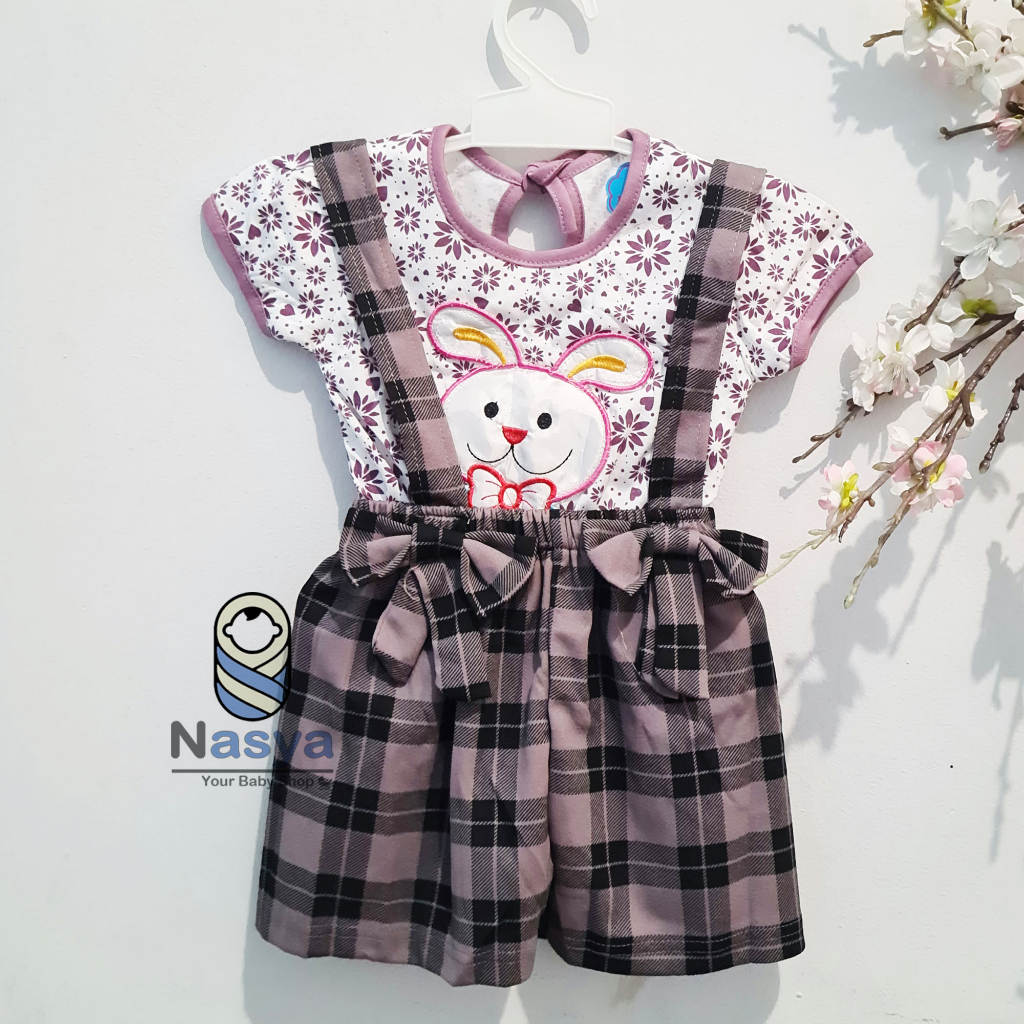 [KK-007] Setelan pendek anak overall celana motif CARTOON murah (3-12 bulan)