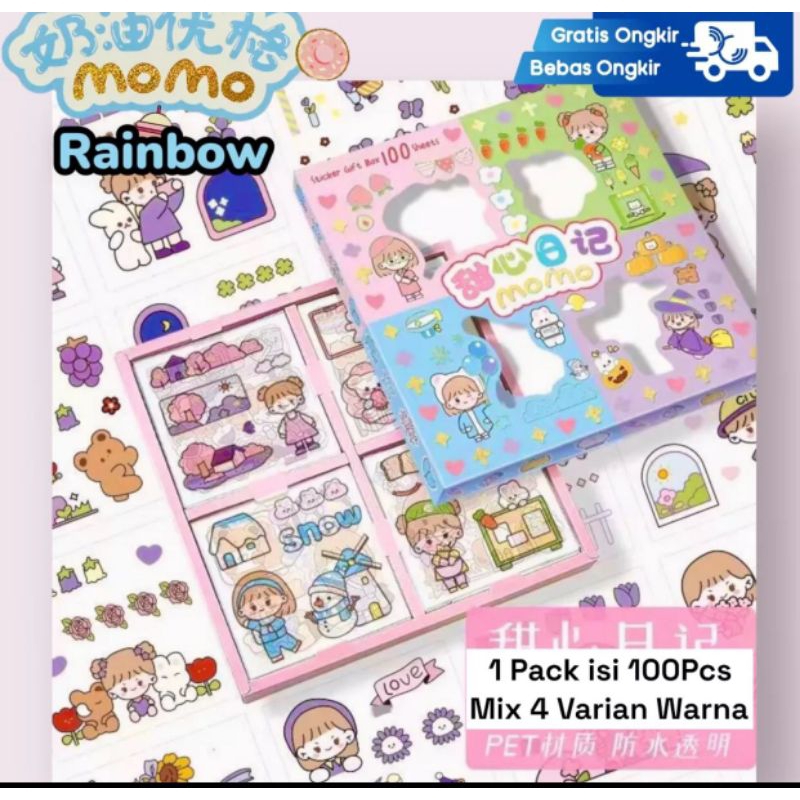 

Stiker Momo Motif Kartun Korea Lucu 1 Box isi 100pcs