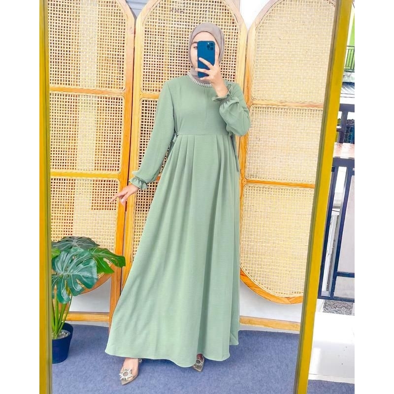 GAMIS POLOS BAHAN CRINCLE AIRFLOW TERBARU/FASHION MUSLIM TERKINI