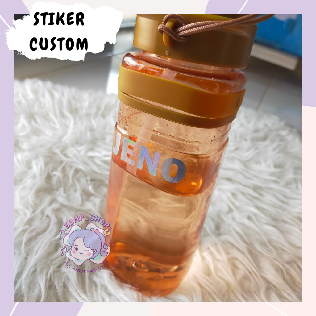 Stiker Nama CUTTING Request Custom hologram WATERPROFF Decal cocok untuk Botol Minum, Souvenir, Power Bank