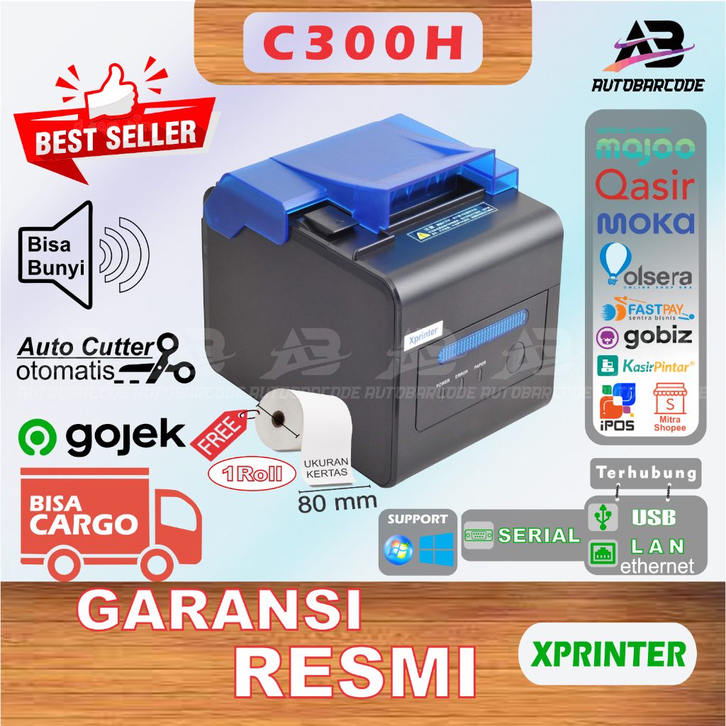 XPRINTER XP C300H / C 300 H / C-300H PRINTER THERMAL AUTOCUTTER USB STRUK KASIR DAPUR 80MM ALARM - USB SERIAL ETHERNET