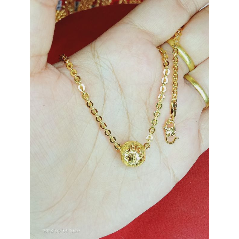 kalung kaca Boba anak dan dewasa lapis emas 24k