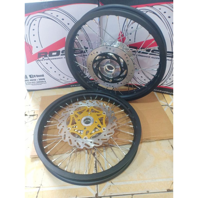 Velg Jari Jari Ring 17 160-185-215 Merk Rossi Untuk Motor NINJA 150 R / RR Satu Set Sepasang