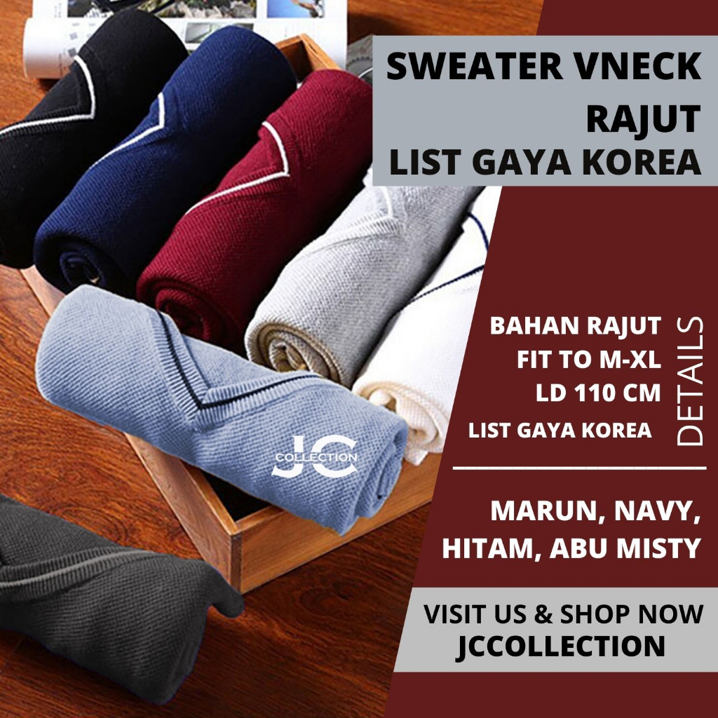 Sweater Rajut Pria Vneck Outer Knit Vleur Vneck Long Sleeve Alffa - JCCollections