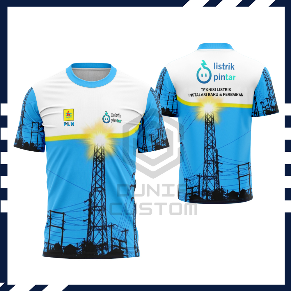 Kaos Baju PLN / Tshirt Kaos Baju Kerah Polo PLN LISTRIK Fullprint / Kaos Listrik Pintar Pln