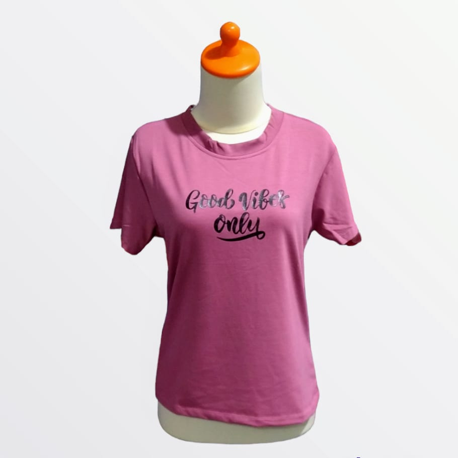 KAVADO Kaos cewek/wanita/dewasa GOOD VIBES ONLY bahan vista terry spandek/Baju Kaos Distro Wanita/Ka