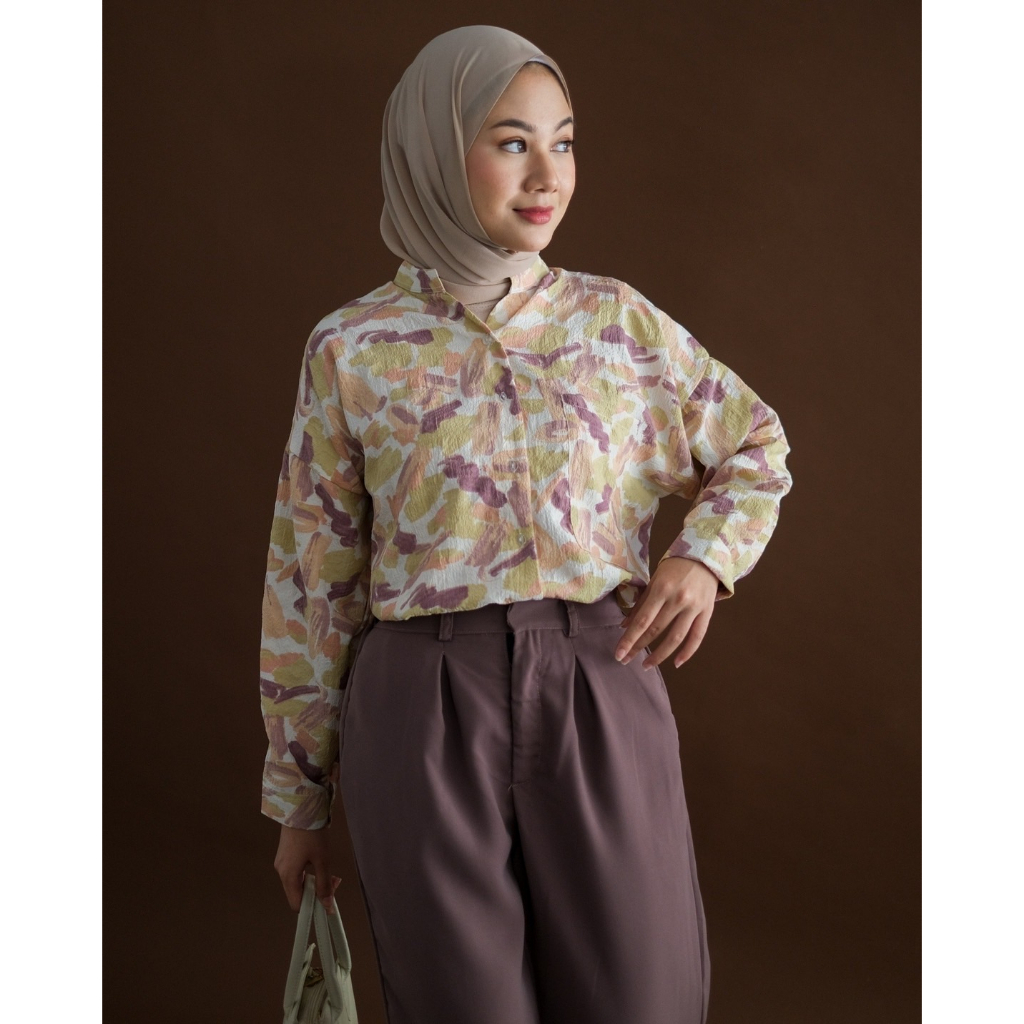 Myrubylicious EIRENA SHIRT KODE SK2502| SHIRT | KEMEJA | KEMEJA WANITA | KEMEJA LENGAN PANJANG | KEMEJA MOTIF