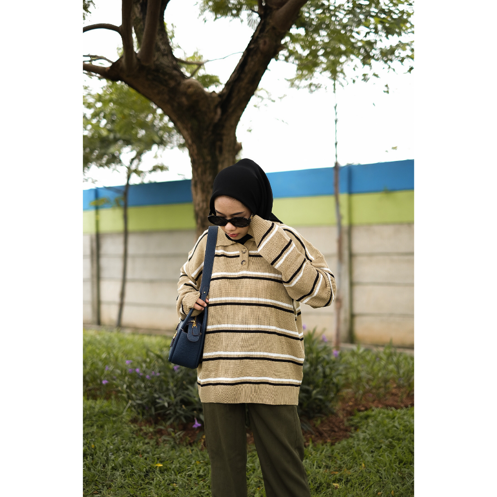 Hprojects - Nebula Polo Stripe Knit (sweater knit/sweater vintage)