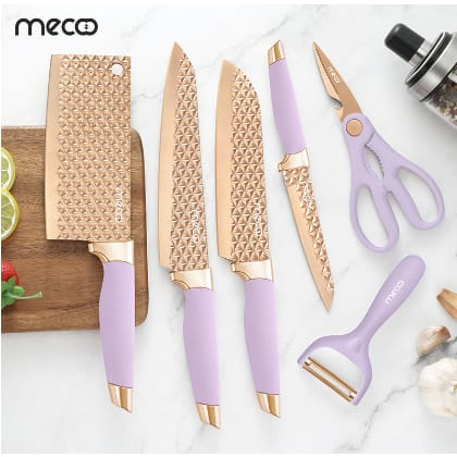 Mecoo Most Aesthetic 6 in 1 Antibacterial Knife Set Pisau Dapur